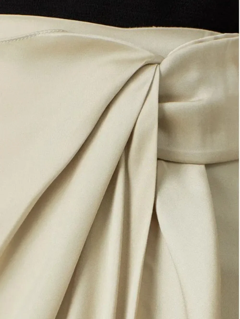 Club Monaco Cream Wrap-Detail Satin Midi Skirt